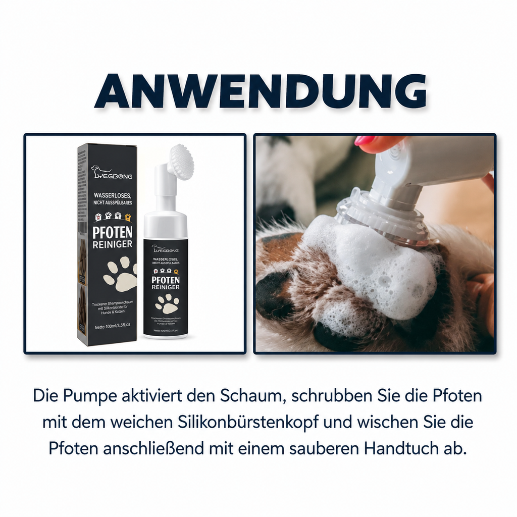 Flausi PfotenFrisch pflegender Pfotenreiniger Schaum mit Silikonbürste 100 Ml.