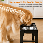 Flausi RückenFit 2.0 höhenverstellbarer Futterplatz mit Napf-Set und Schlabberschutz