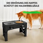 Flausi RückenFit 2-in-1 höhenverstellbarer schonender Futterplatz mit Anti-Schling Napf