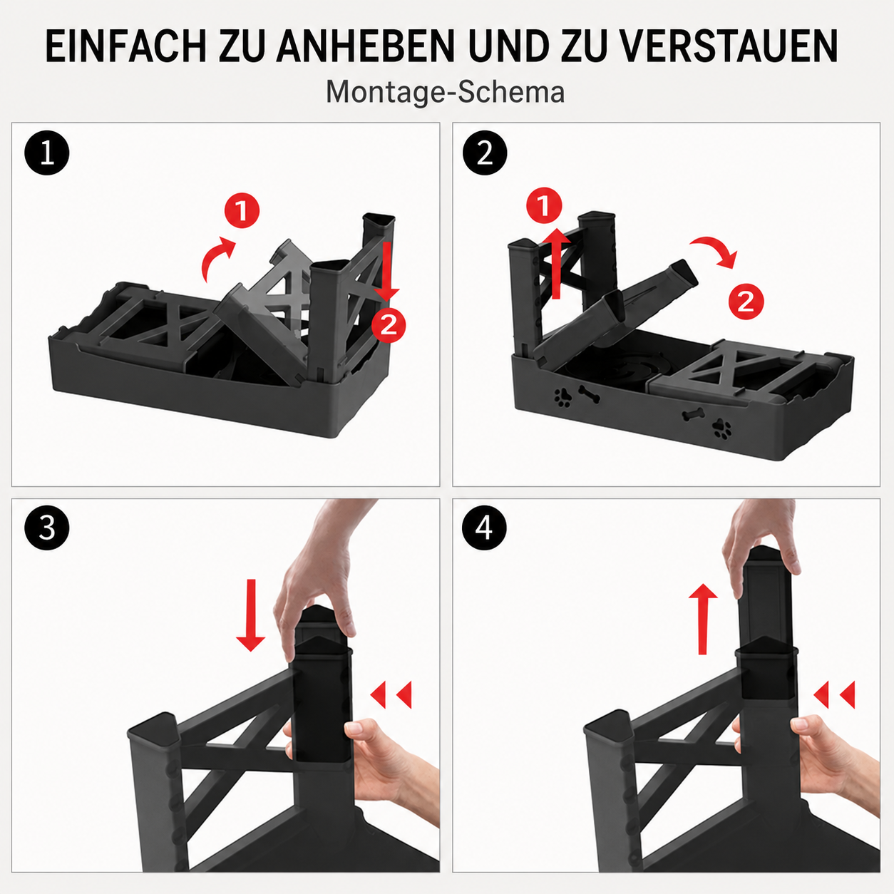 Flausi RückenFit 2-in-1 höhenverstellbarer schonender Futterplatz mit Anti-Schling Napf
