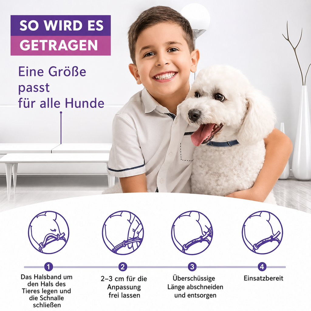 Flausi RuheBand sanftes Anti-Stress Halsband für Hunde und Katzen