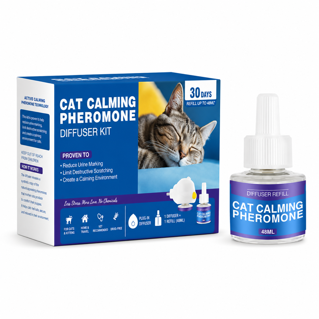 Flausi RuheDuft Anti-Stress natürliche Pheromone Diffuser Kit für Hunde und Katzen