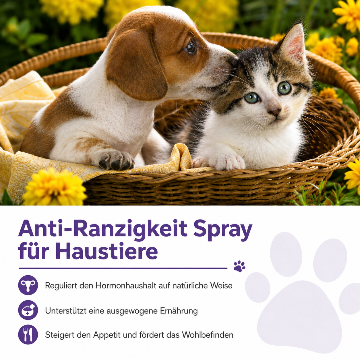 Flausi RuheSpray Anti-Stress natürliches Beruhigungsspray für Hunde und Katzen 50 Ml.