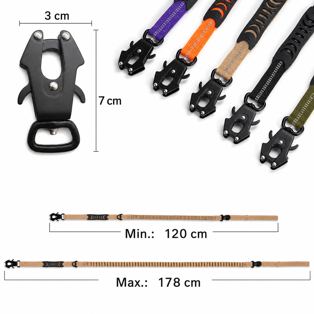 Flausi SanftZug™ 2-in-1 robuste Hundeleine mit Ruckdämpfer & Auto-Sicherheitsgurt
