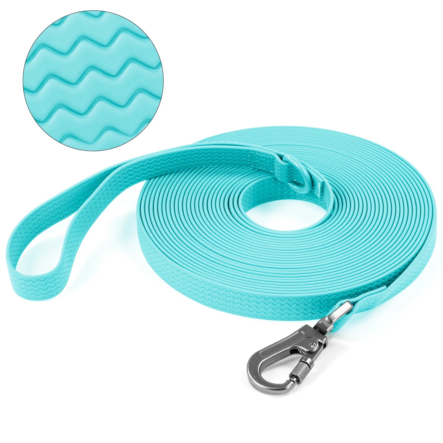 Flausi SauberSpur wasserfeste robuste PVC-Schleppleine mit Sicherheitskarabiner