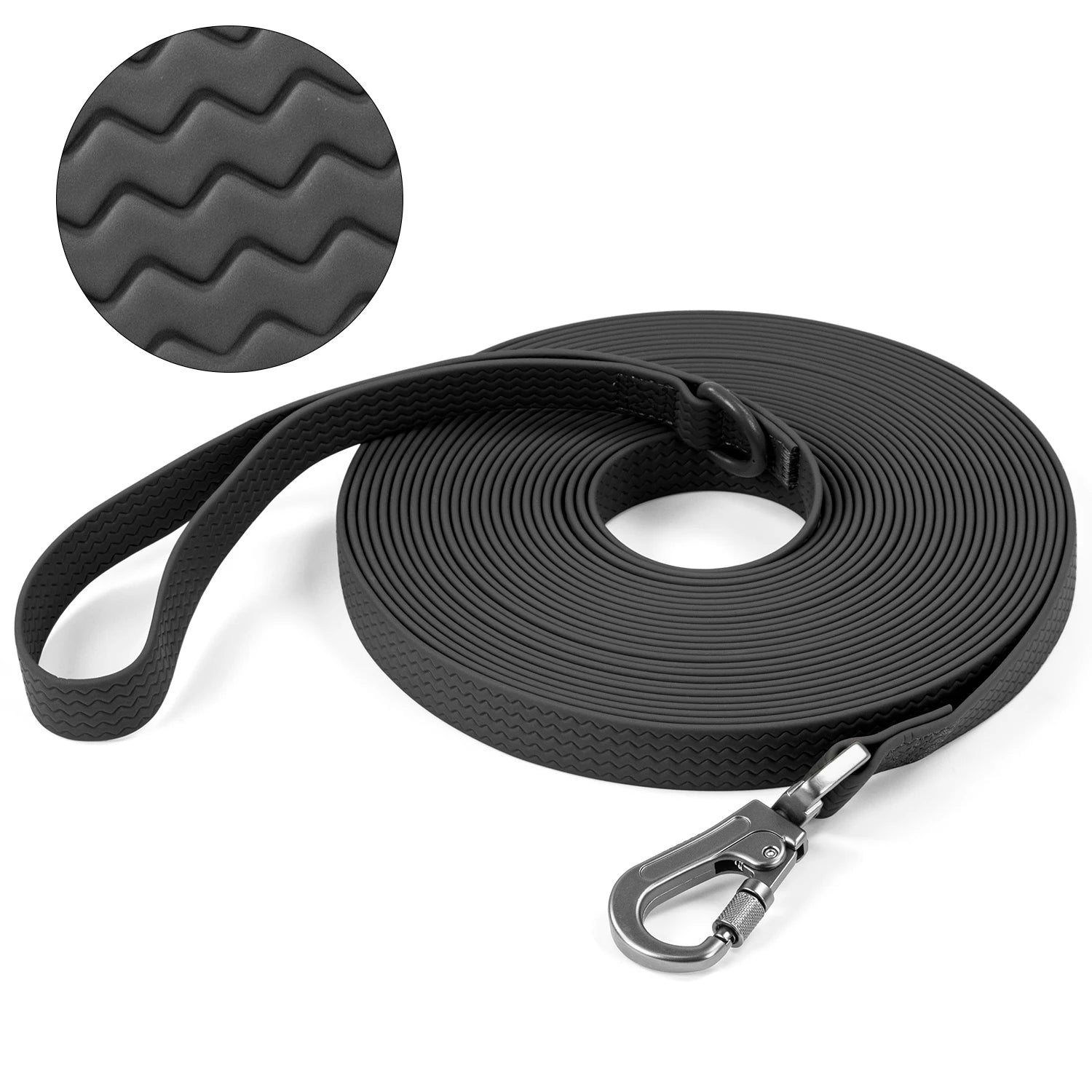 Flausi SauberSpur wasserfeste robuste PVC-Schleppleine mit Sicherheitskarabiner