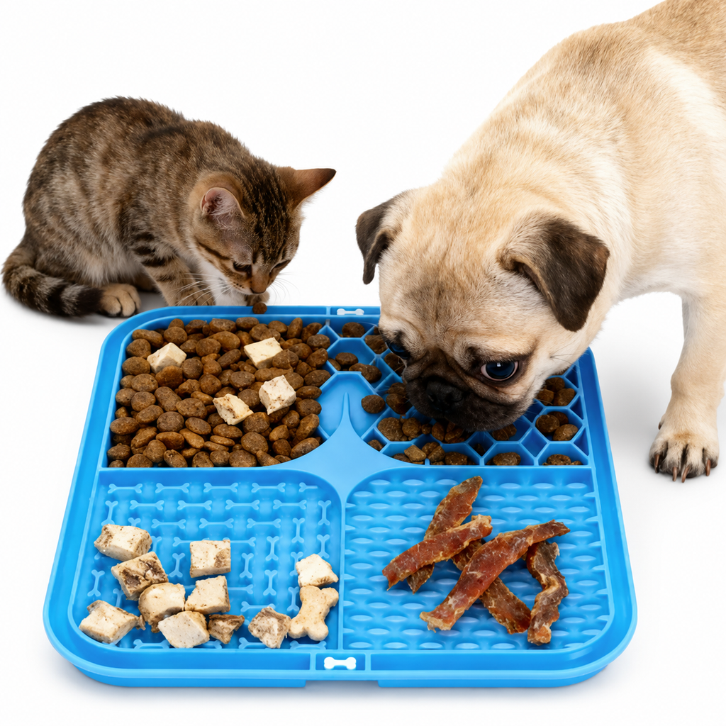 Flausi SchleckSpaß beruhigende Schleckmatte mit 4 Texturzonen für Hunde und Katzen