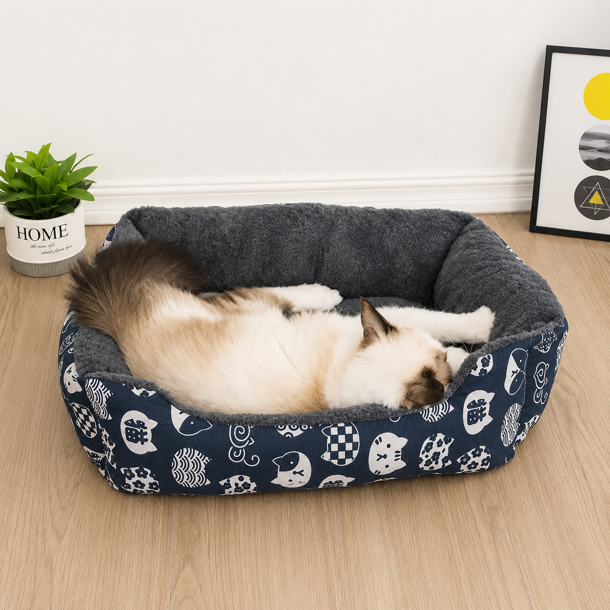 Flausi WinterBett orthopädisches Plüsch-Nest mit PP-Baumwolle für Hunde und Katzen