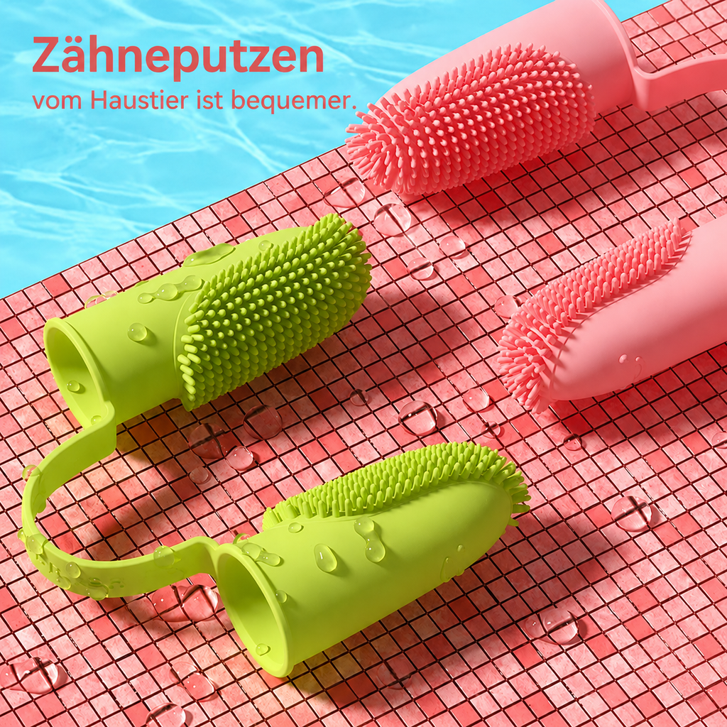 Flausi ZahnSanft pflegendes 2-Finger Zahnbürste Set für Hunde und Katzen