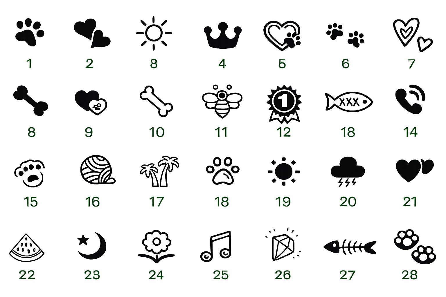 Symbol-Übersicht 1–28
